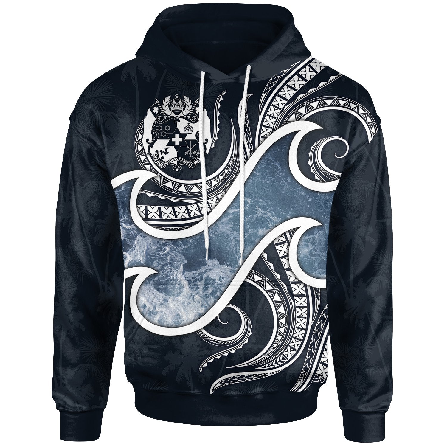 Tonga Polynesian Hoodie Ocean Style Unisex Blue - Polynesian Pride