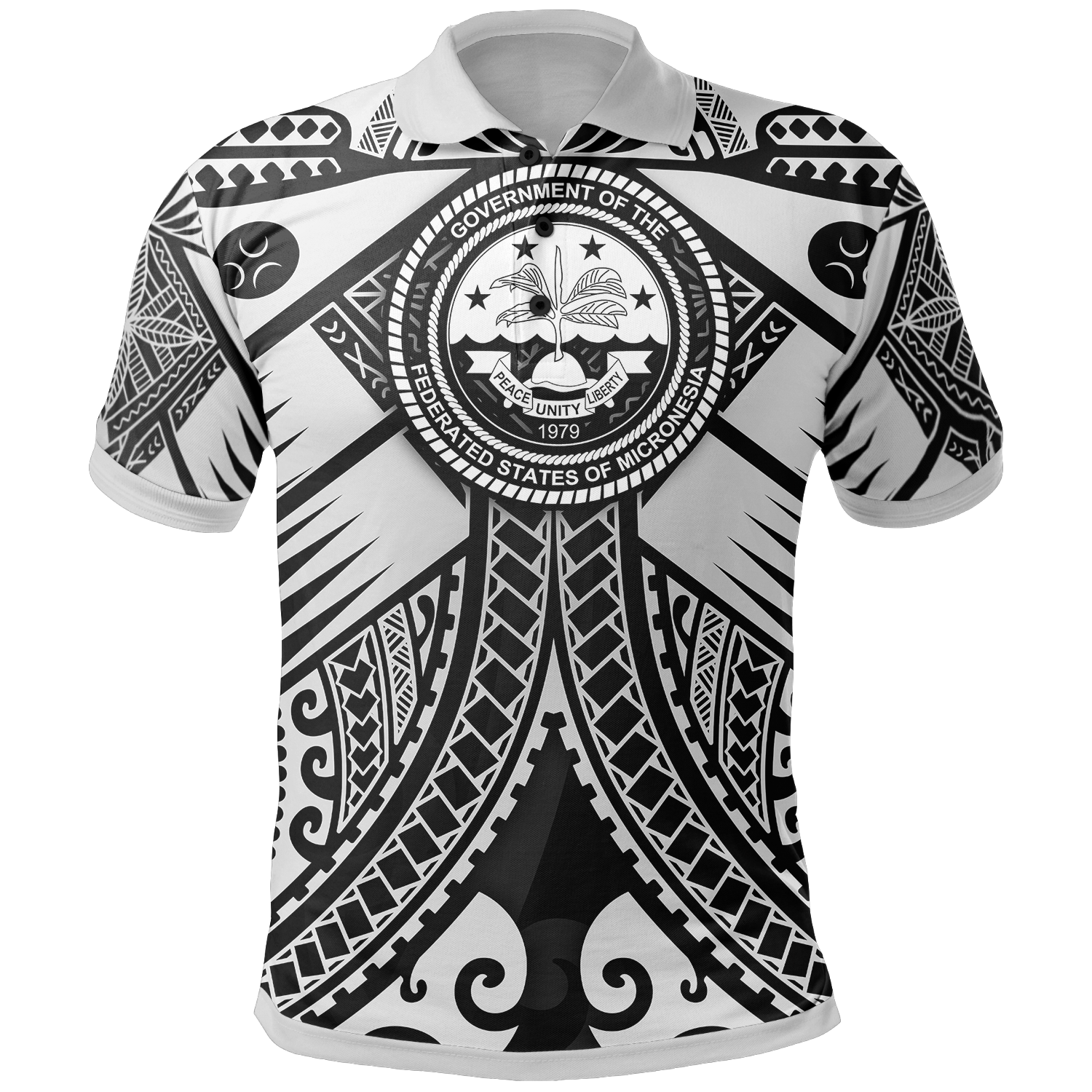 FSM Polo Shirt White Seal with Polynesian Tattoo Unisex White - Polynesian Pride