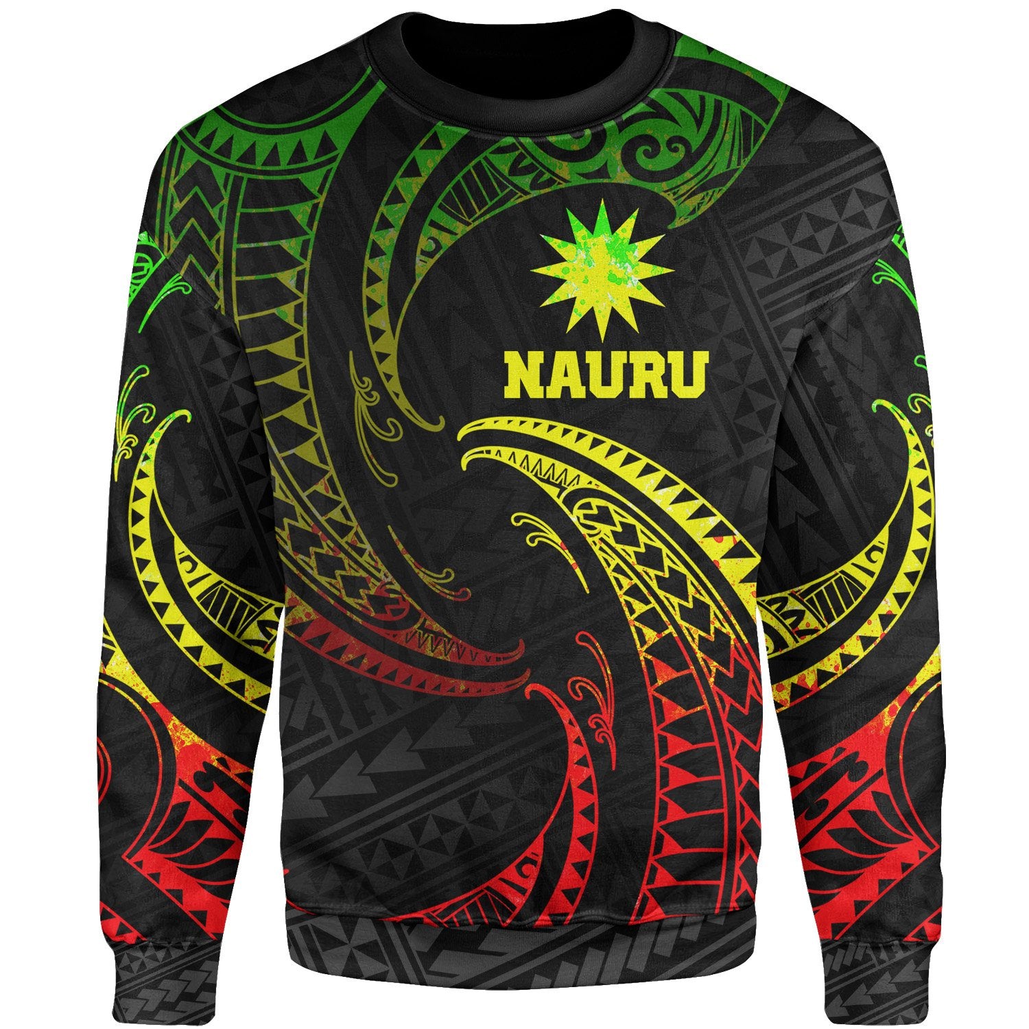 Nauru Polynesian Sweater - Reggae Tribal Wave Unisex Reggae - Polynesian Pride