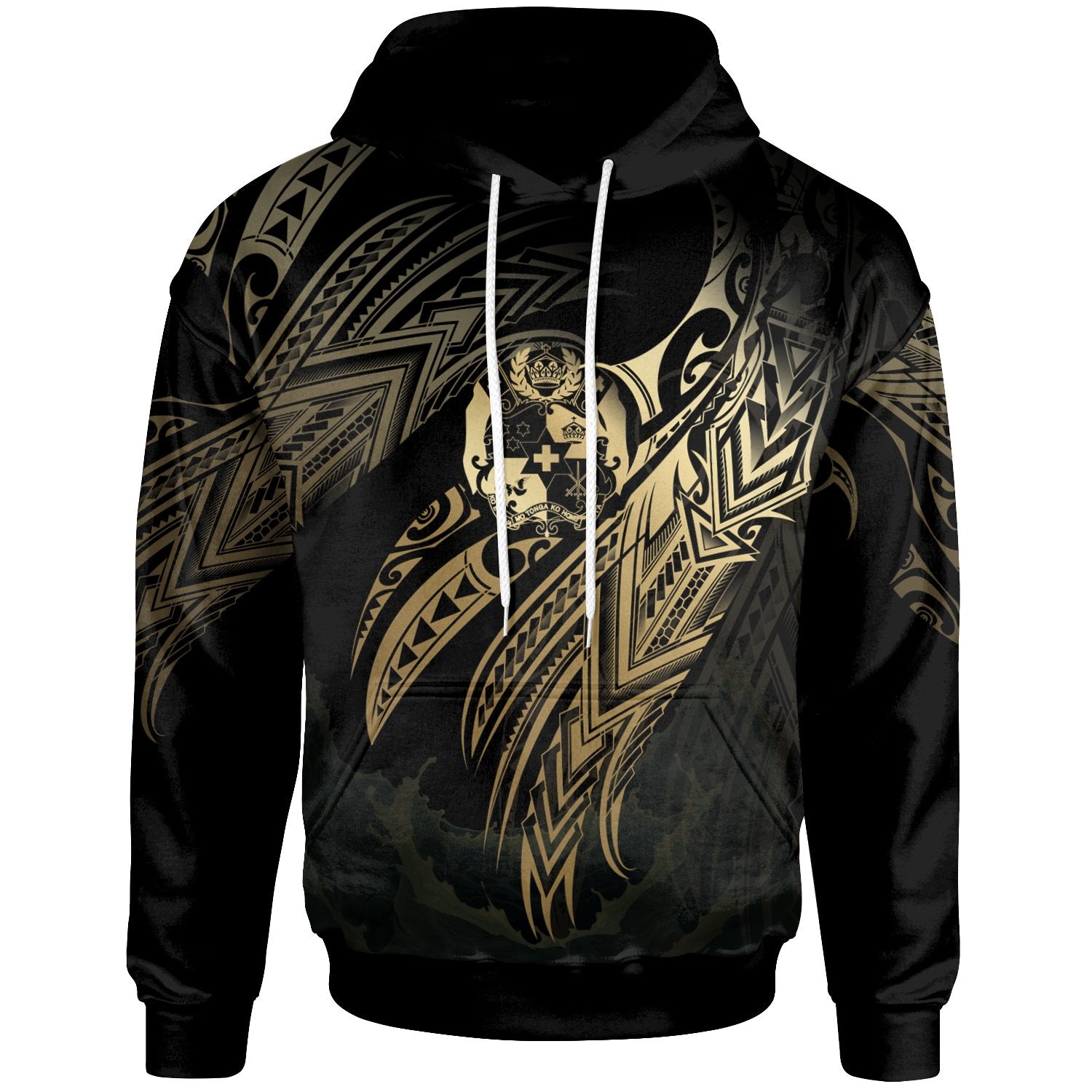 Tonga Polynesian Hoodie Legend Gold Version Unisex Black - Polynesian Pride