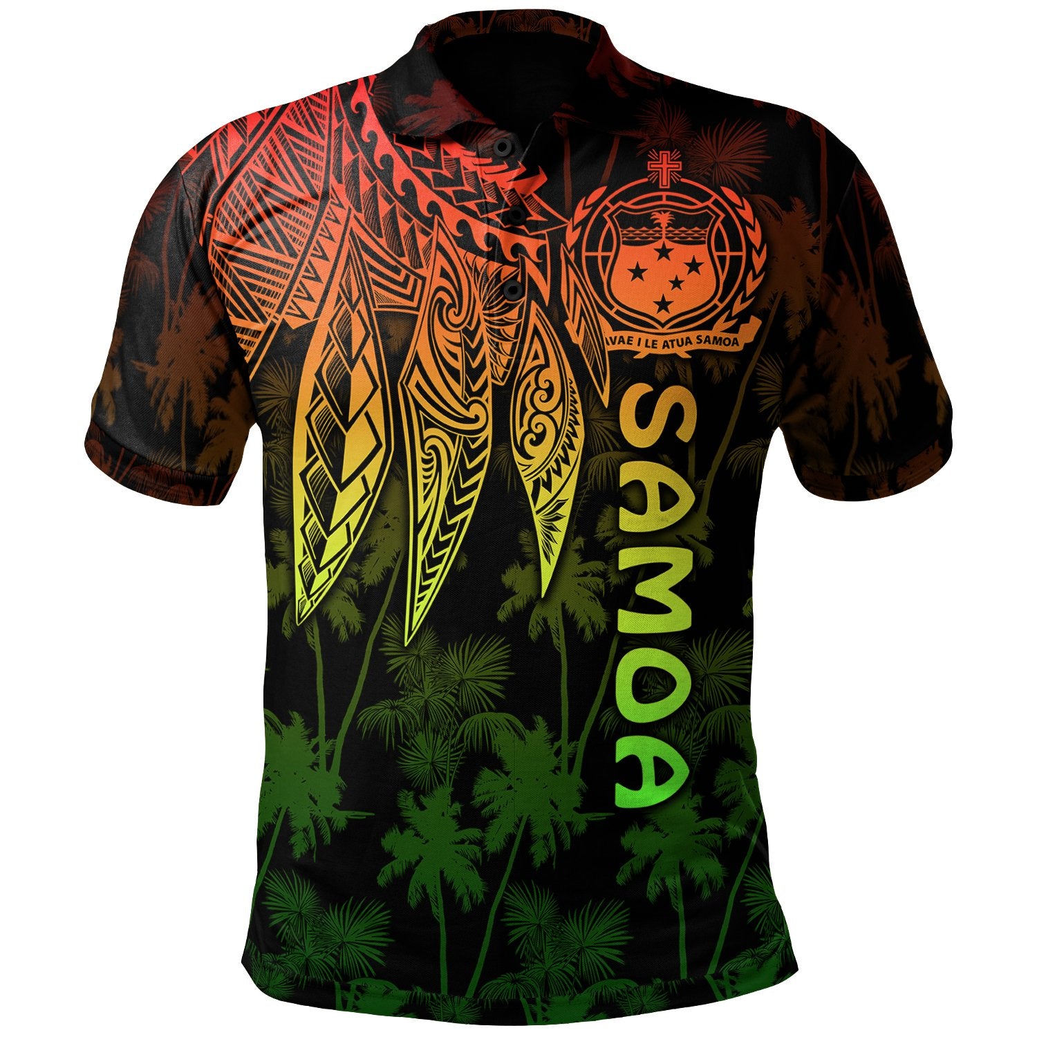 Samoa Polo Shirt Polynesian Wings (Reggae) Unisex Reggae - Polynesian Pride