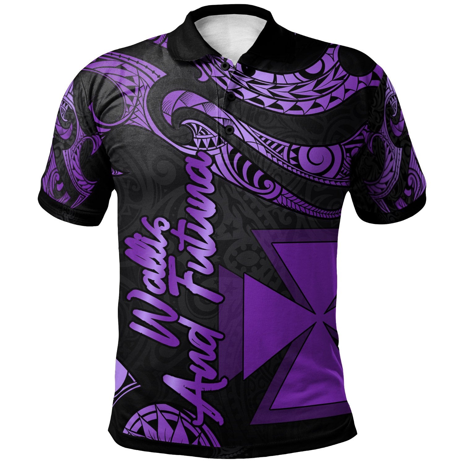 Wallis and Futuna Polo Shirt Polynesian Tattoo Purple Version Unisex Purple - Polynesian Pride