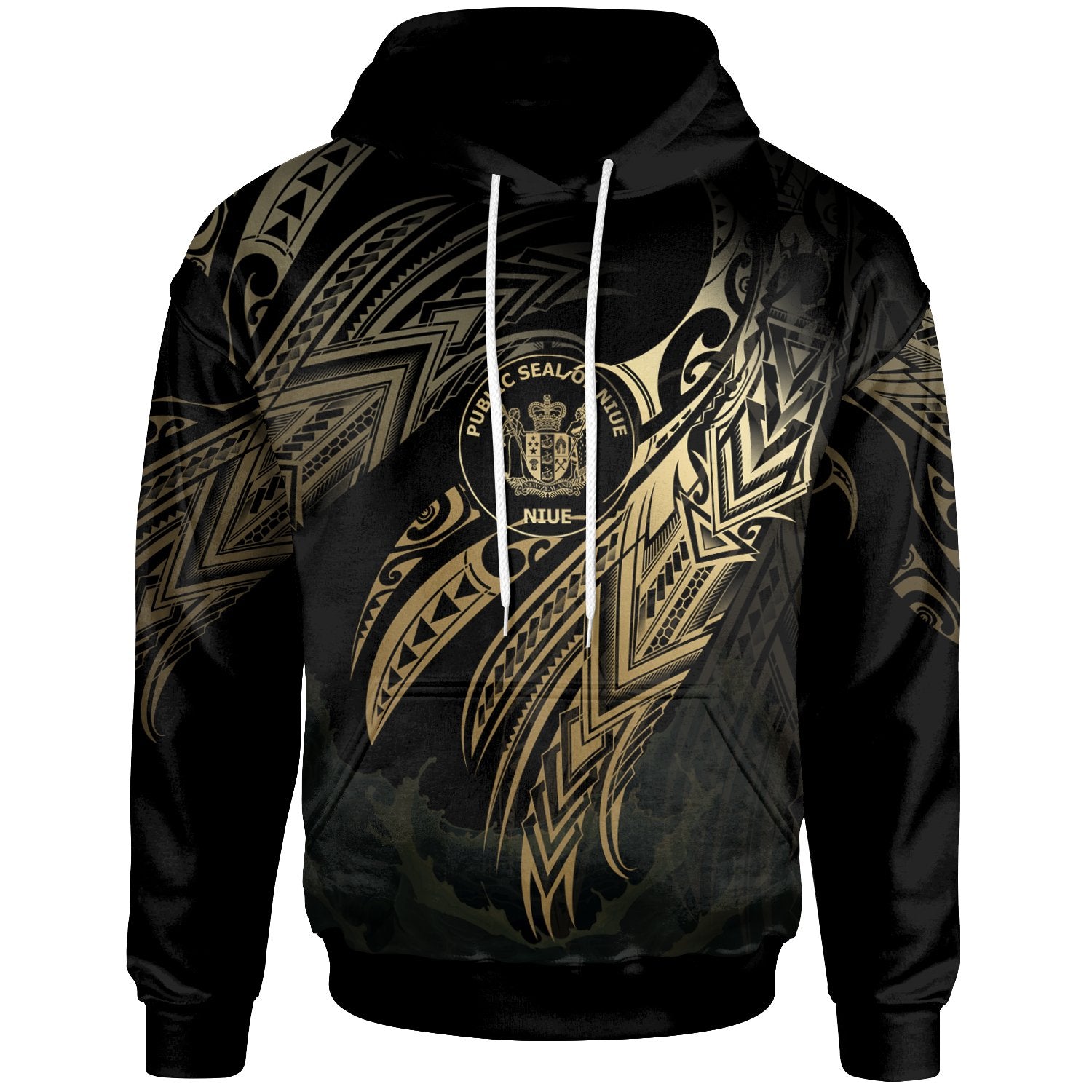 Niue Polynesian Hoodie Legend Gold Version Unisex Black - Polynesian Pride