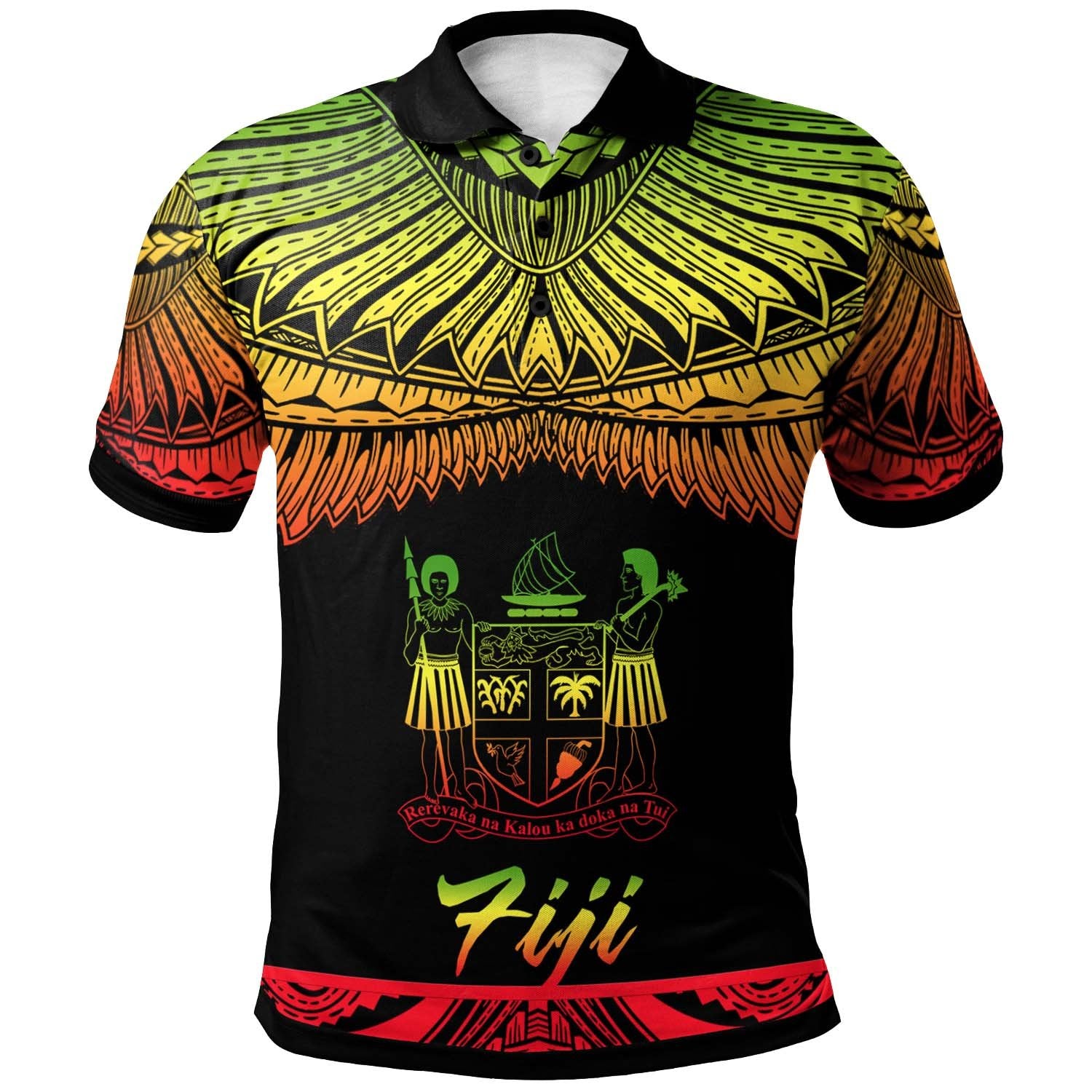 Fiji Polo Shirt Polynesian Tattoo Reggae Version Unisex Reggae - Polynesian Pride