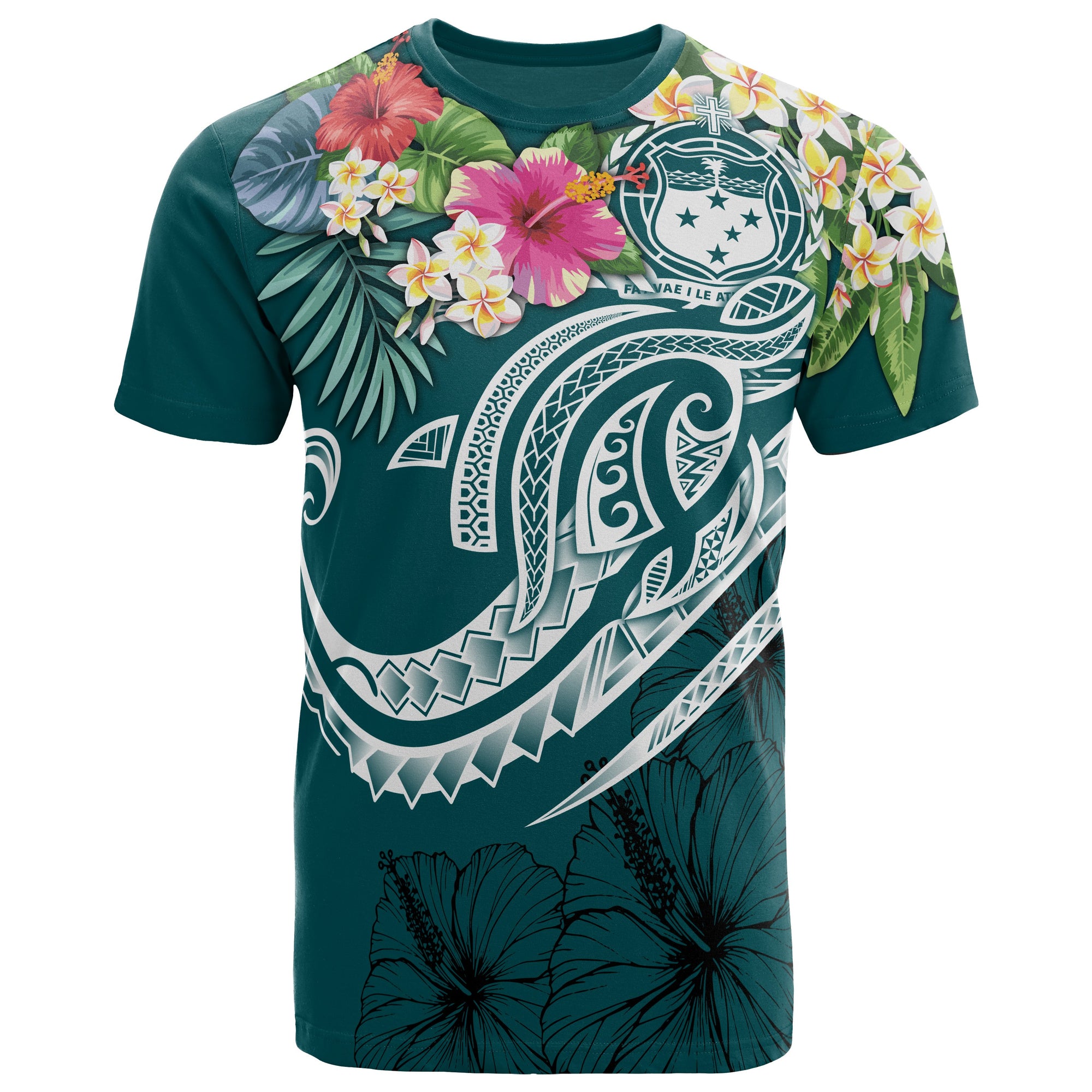 Samoa Polynesian T Shirt Summer Plumeria Unisex Blue - Polynesian Pride