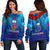 Manu Samoa Legend Women Off Shoulder Sweater - LT12 Women Off Shoulder Sweater Blue - Polynesian Pride