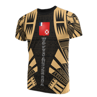 Wallis and Futuna T Shirt Wallis and Futuna Coat of Arms Polynesian Tattoo Gold Style Unisex Black-Gold - Polynesian Pride