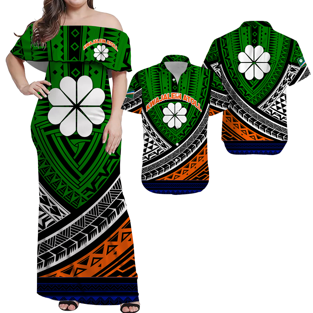 Polynesian Kwajalein Atoll Tribal Pattern Matching Dress and Hawaiian Shirt LT12 Green - Polynesian Pride