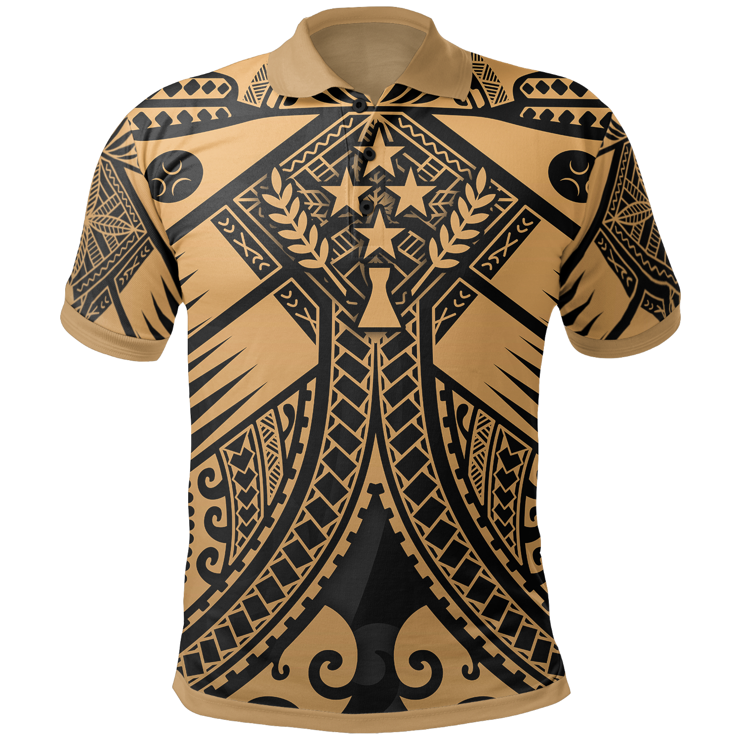 Kosrae Polo Shirt Gold Seal with Polynesian Tattoo Unisex Gold - Polynesian Pride