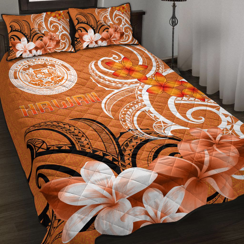 Hawaii Quilt Bed Set - Hawaii Seal Hawaiian Spirit Orange - Polynesian Pride