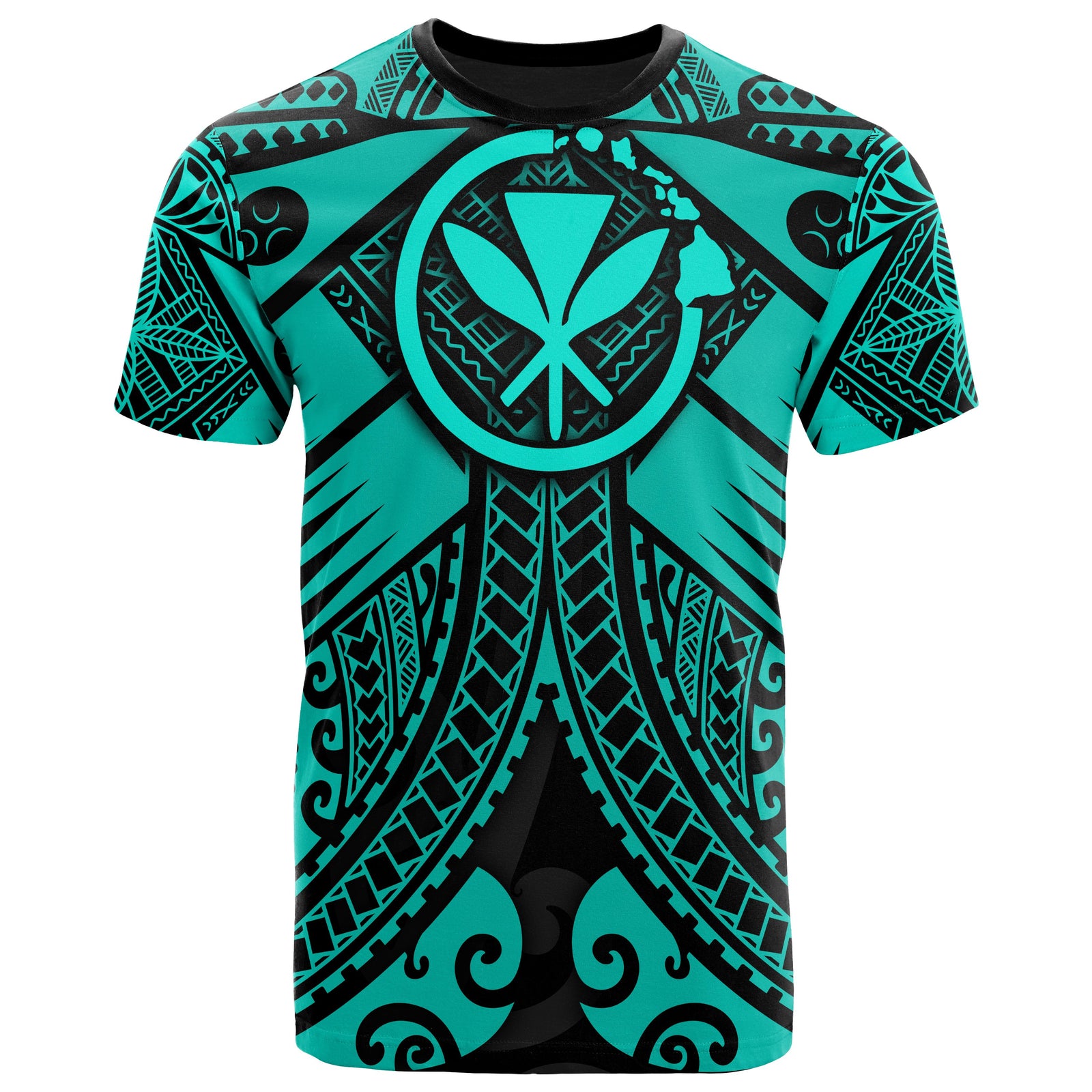 Hawaii Polynesian T Shirt Turquoise Kanaka Maoli Map Unisex Turquoise - Polynesian Pride