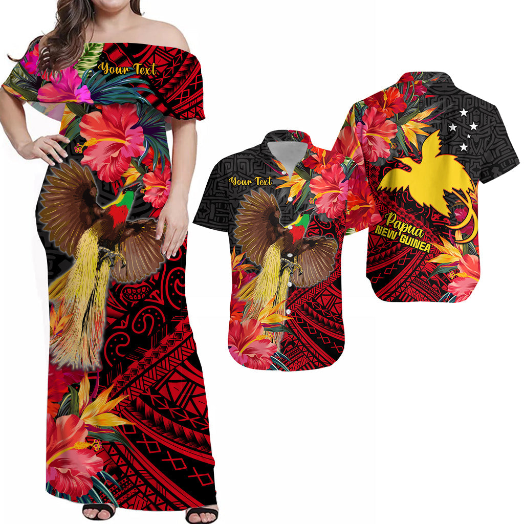 Custom Papua New Guinea Matching Dress and Hawaiian Shirt Bird of Paradise LT13 Black - Polynesian Pride