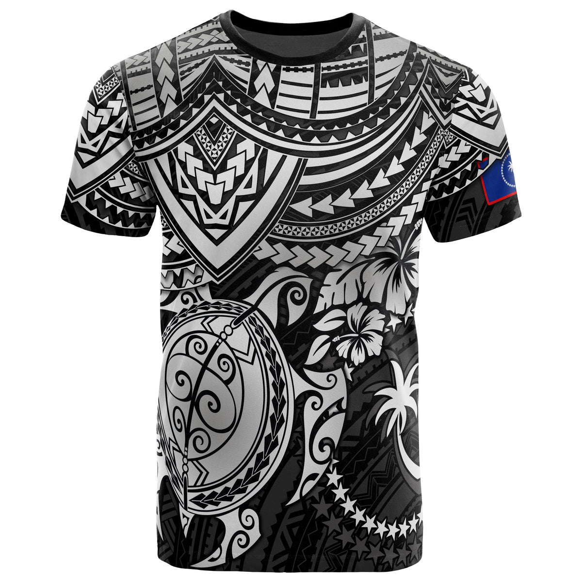 Chuuk T Shirt Chuuk Flag Polynesian White Turtle Hibiscus Unisex WHITE - Polynesian Pride