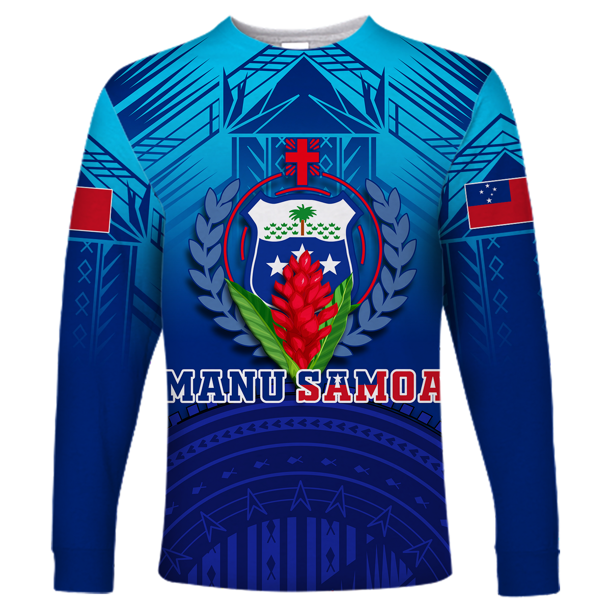 Manu Samoa Legend Long Sleeve Shirt - LT12 Unisex Blue - Polynesian Pride