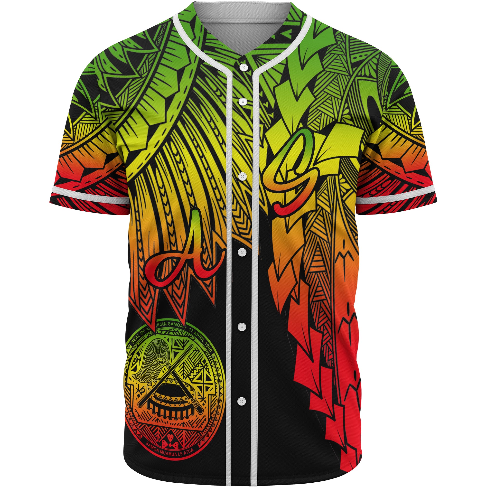 American Samoa Polynesian Baseball Shirt - Tribal Wave Tattoo Reggae Unisex Reggae - Polynesian Pride