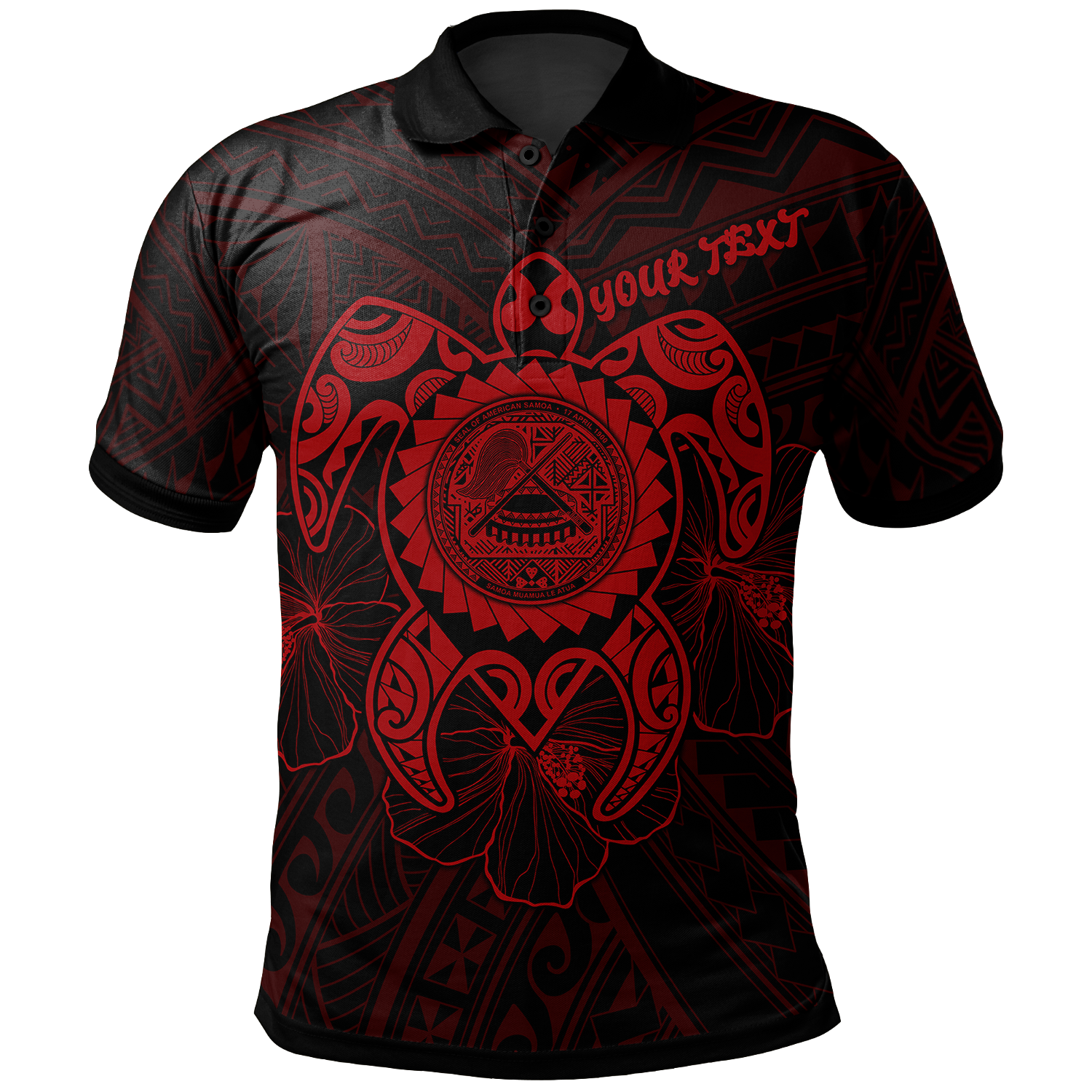 American Samoa Polynesian Custom Polo Shirt Vintage Polynesian Turtle (Red) Unisex - Polynesian Pride