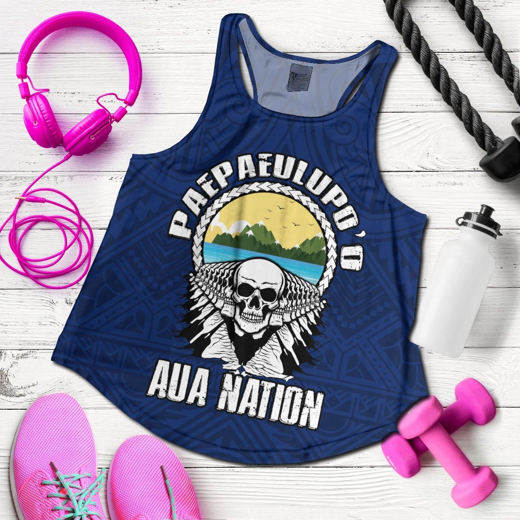 American Samoa Custom Personalised Women's Racerback Tank - Paepaeulupo'o Aua (Ver 2) Blue - Polynesian Pride