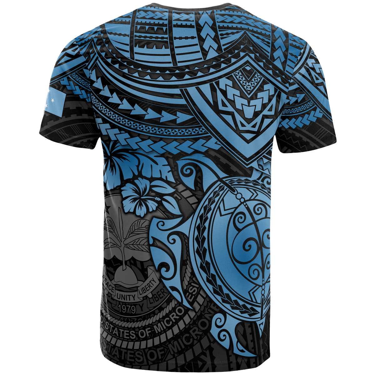 Federated States of Micronesia T Shirt F S M Seal Blue Turtle Hibiscus - Polynesian Pride