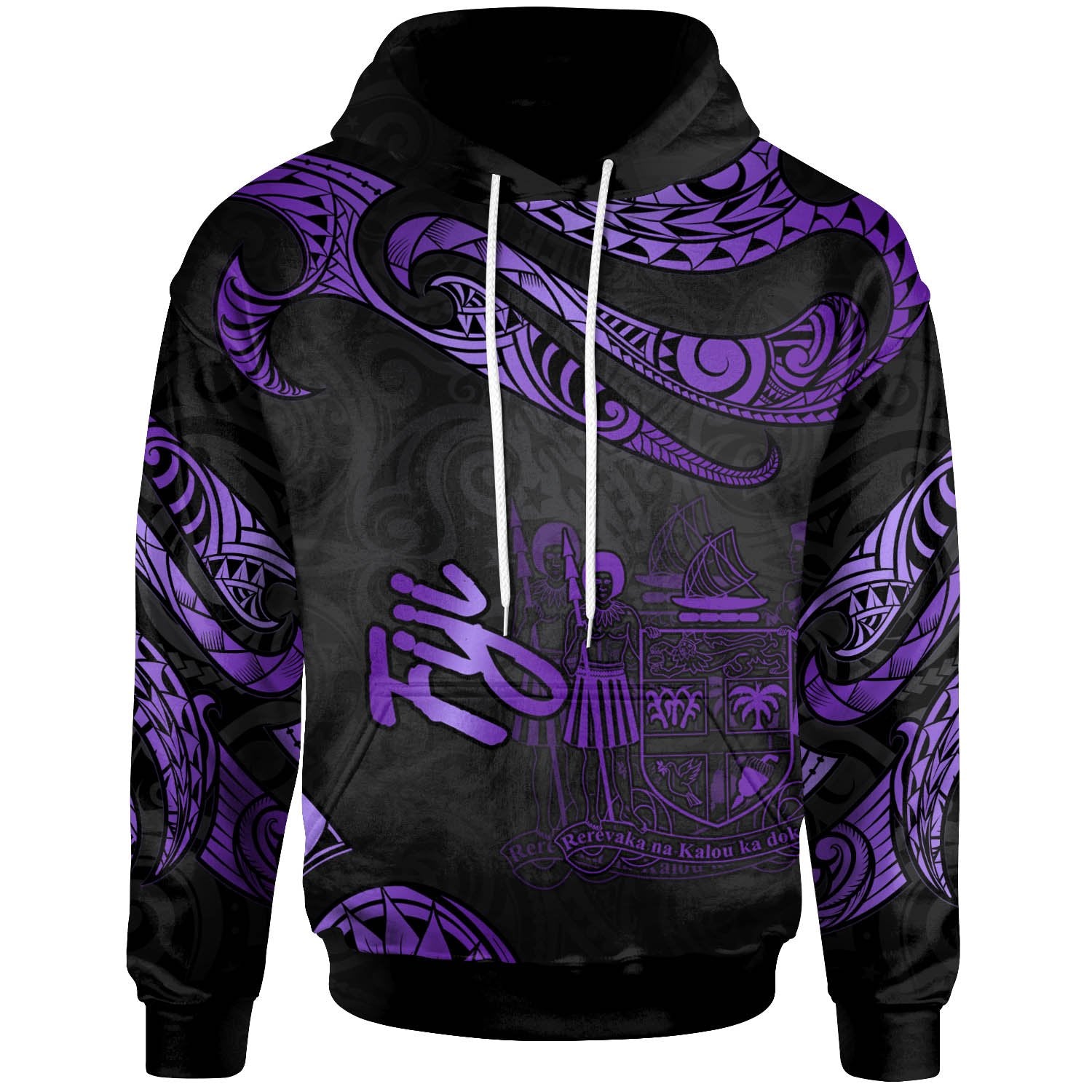 Fiji Hoodie Polynesian Tattoo Purple Version Unisex Purple - Polynesian Pride