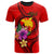 Papua New Guinea Polynesian T shirt Floral With Seal Red Unisex Red - Polynesian Pride