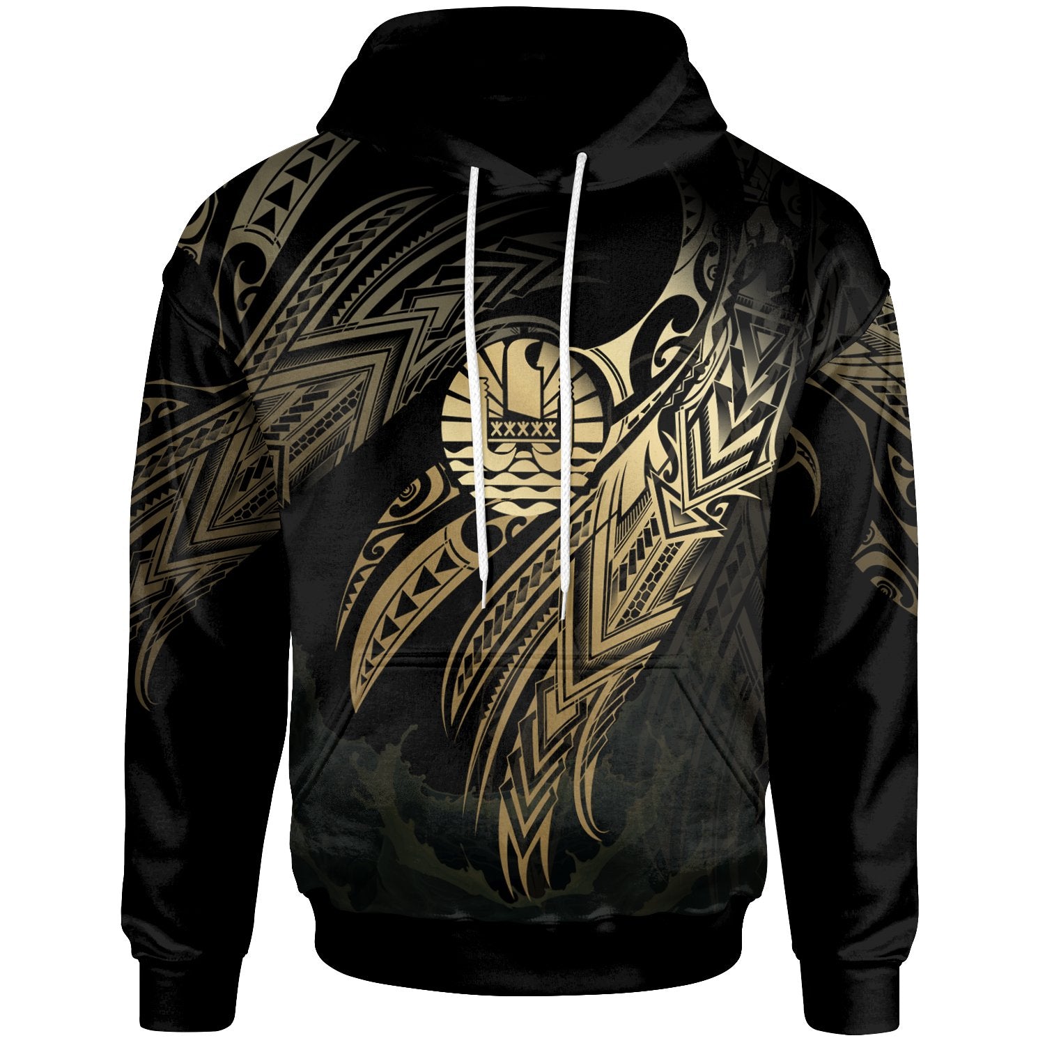 Tahiti Polynesian Hoodie Legend Gold Version Unisex Black - Polynesian Pride