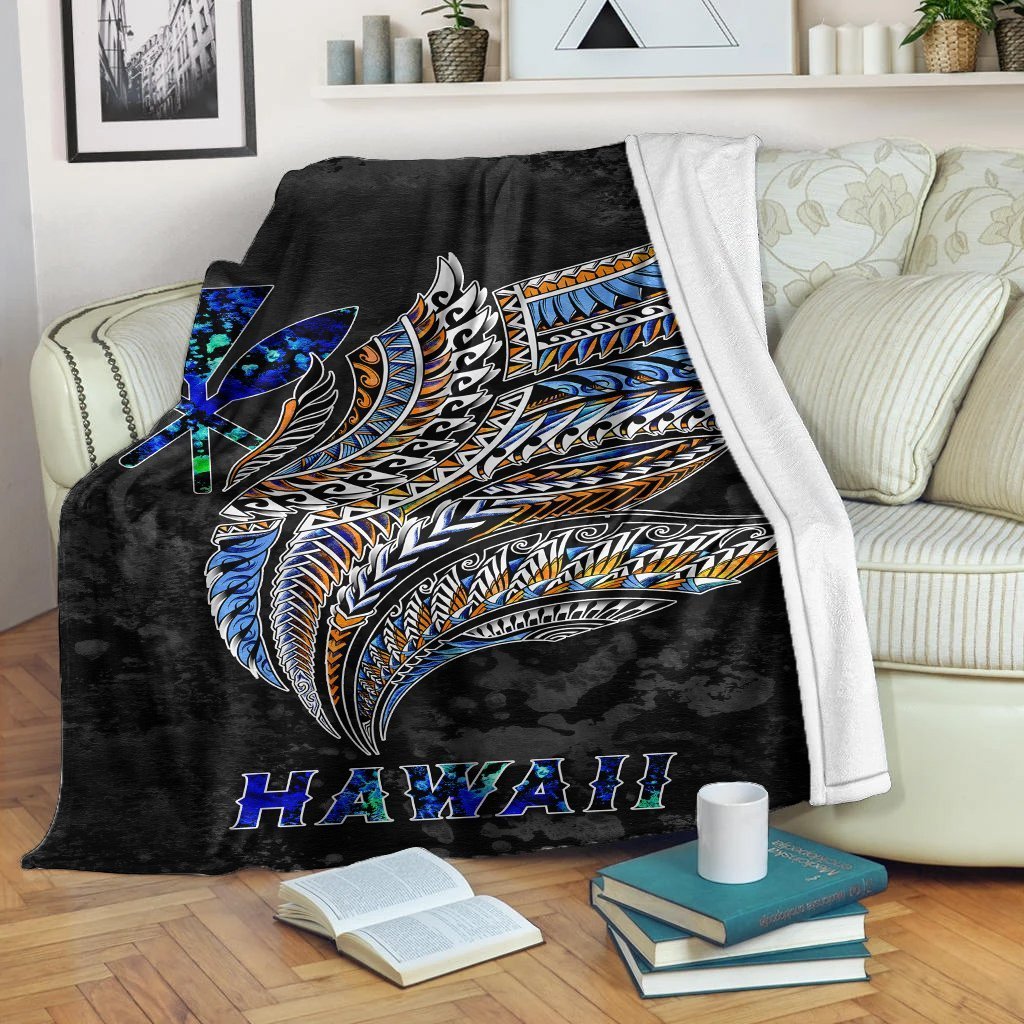 Polynesian Hawaii Blanket - Polynesian Wings White - Polynesian Pride