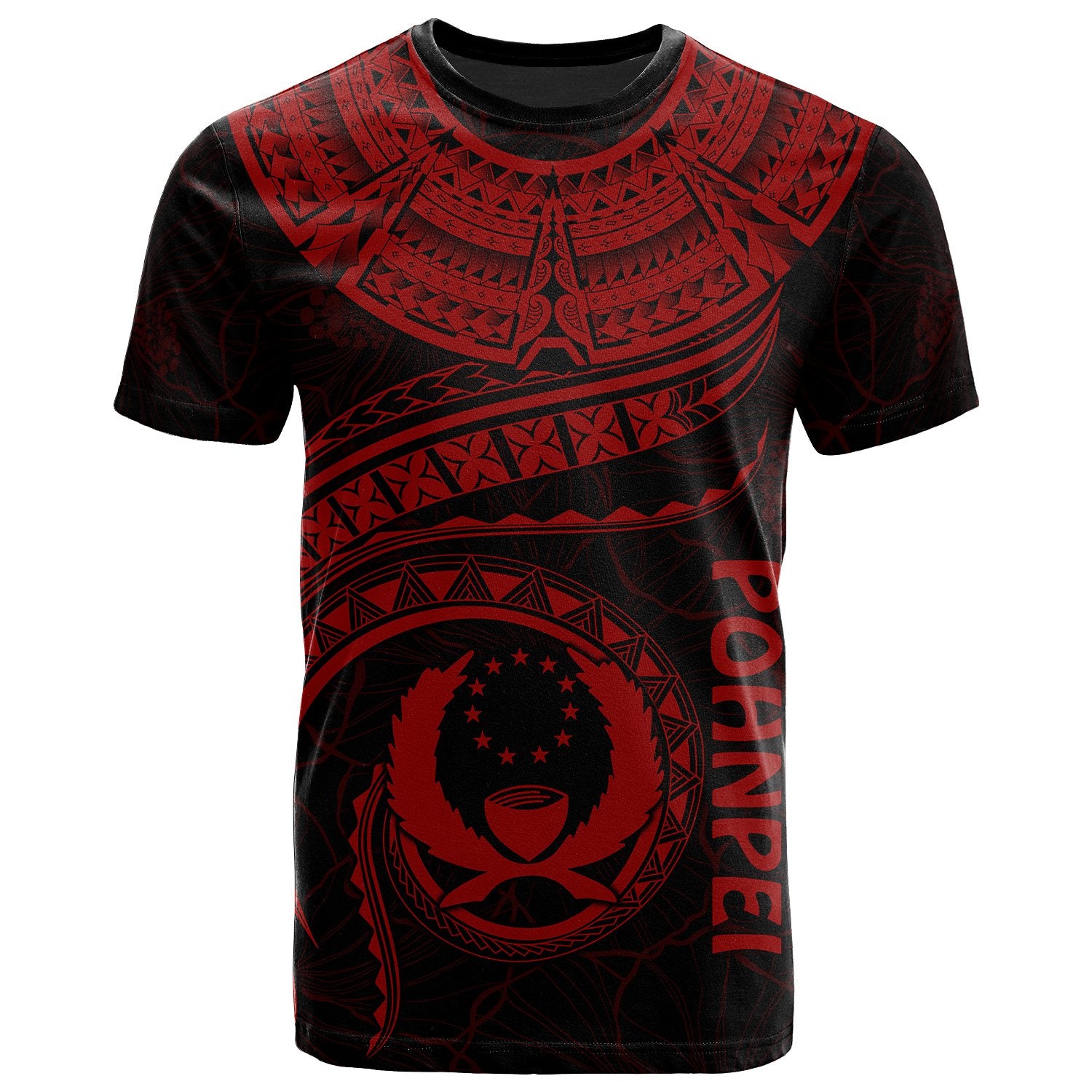 Pohnpei Polynesian T Shirt Pohnpei Waves (Red) Unisex Red - Polynesian Pride