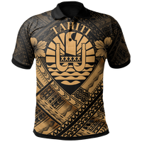 Tahiti Polynesian Polo Shirt Tahiti Gold Seal Camisole Hibiscus Style Unisex Gold - Polynesian Pride
