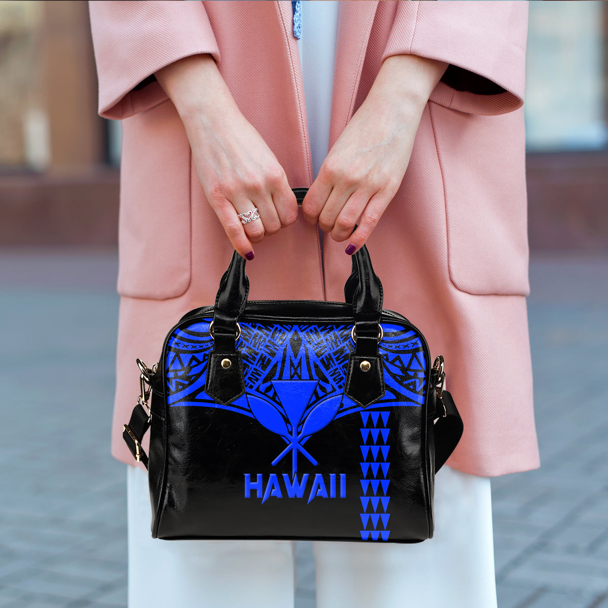 Hawaii Polynesian Blue Tribal Shoulder Handbag - LT12 - Polynesian Pride