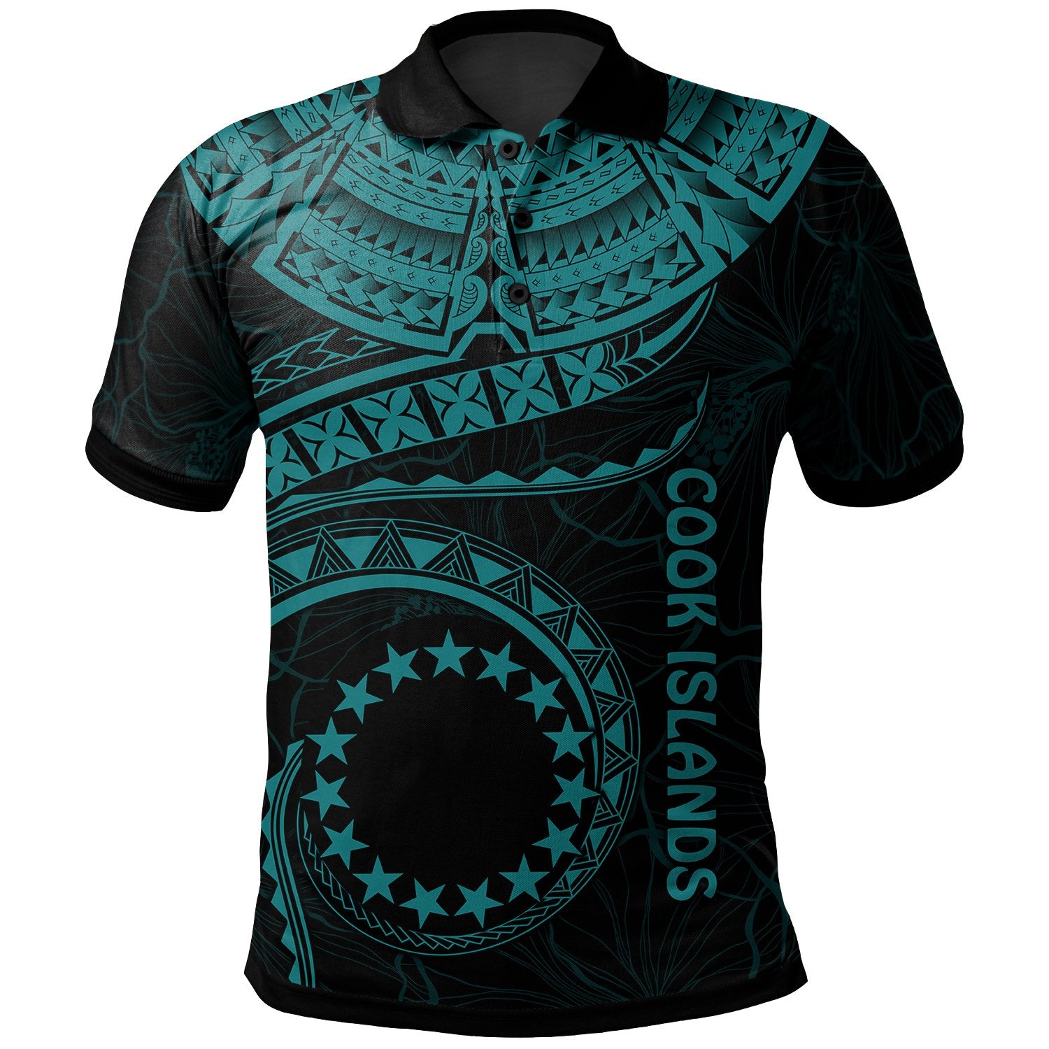 Cook Islands Polynesian Polo Shirt Kuki Airani Waves (Turquoise) Unisex Turquoise - Polynesian Pride