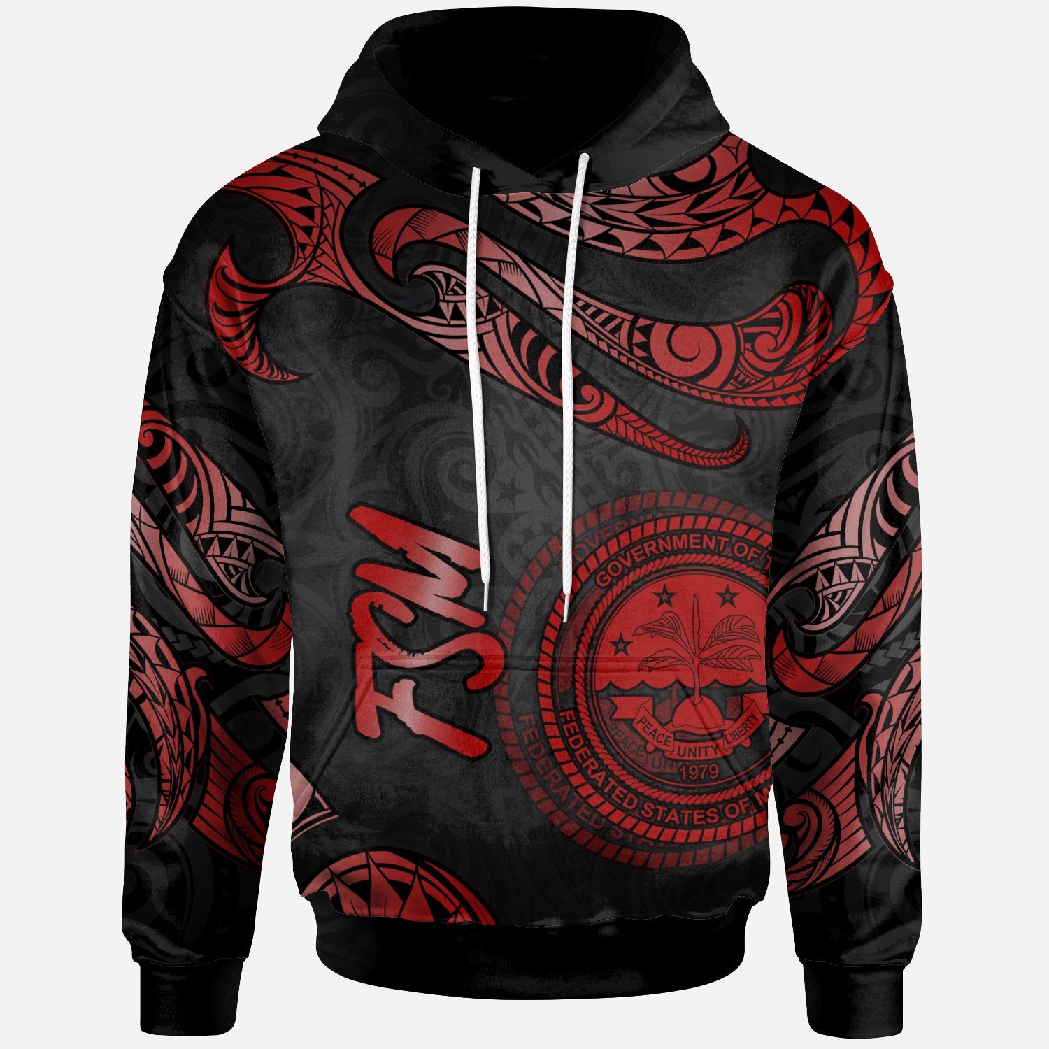 Federated States of Micronesia Hoodie Polynesian Tattoo Red Version Unisex Red - Polynesian Pride