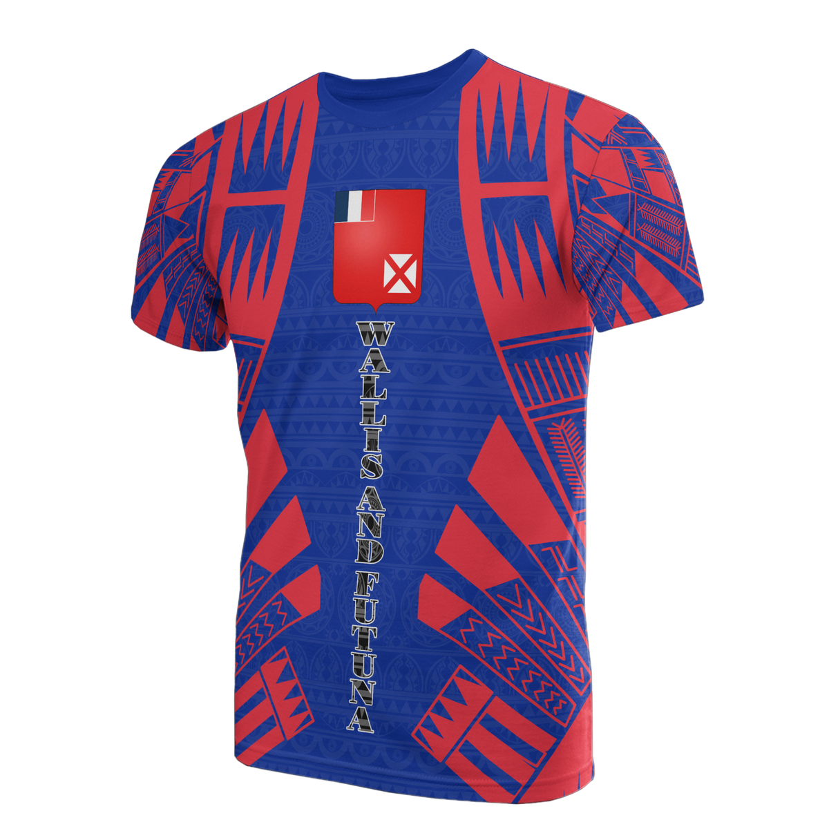 Wallis and Futuna T Shirt Wallis and Futuna Coat of Arms Polynesian Tattoo Blue Style Unisex Art - Polynesian Pride