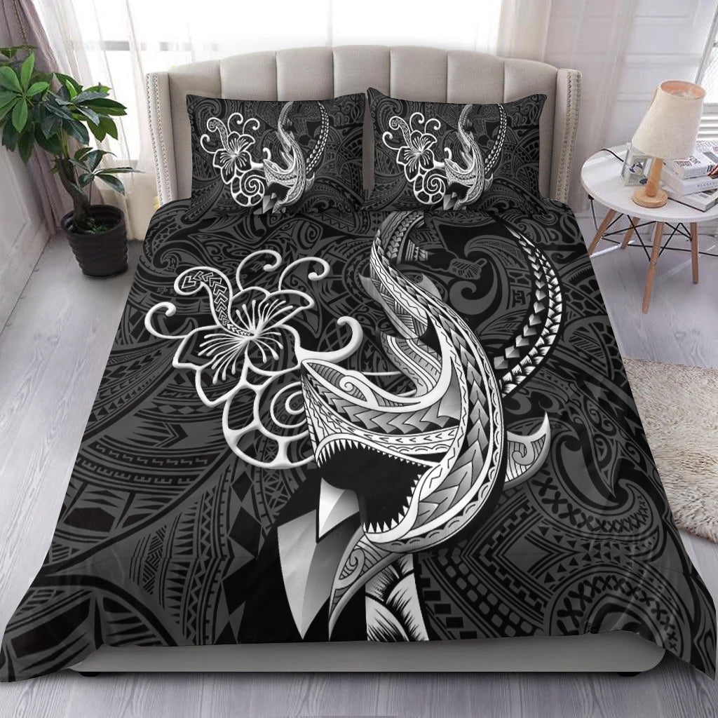 Polynesian Shark Tattoo Hawaii Tribal Bedding Set - LT12 Black - Polynesian Pride