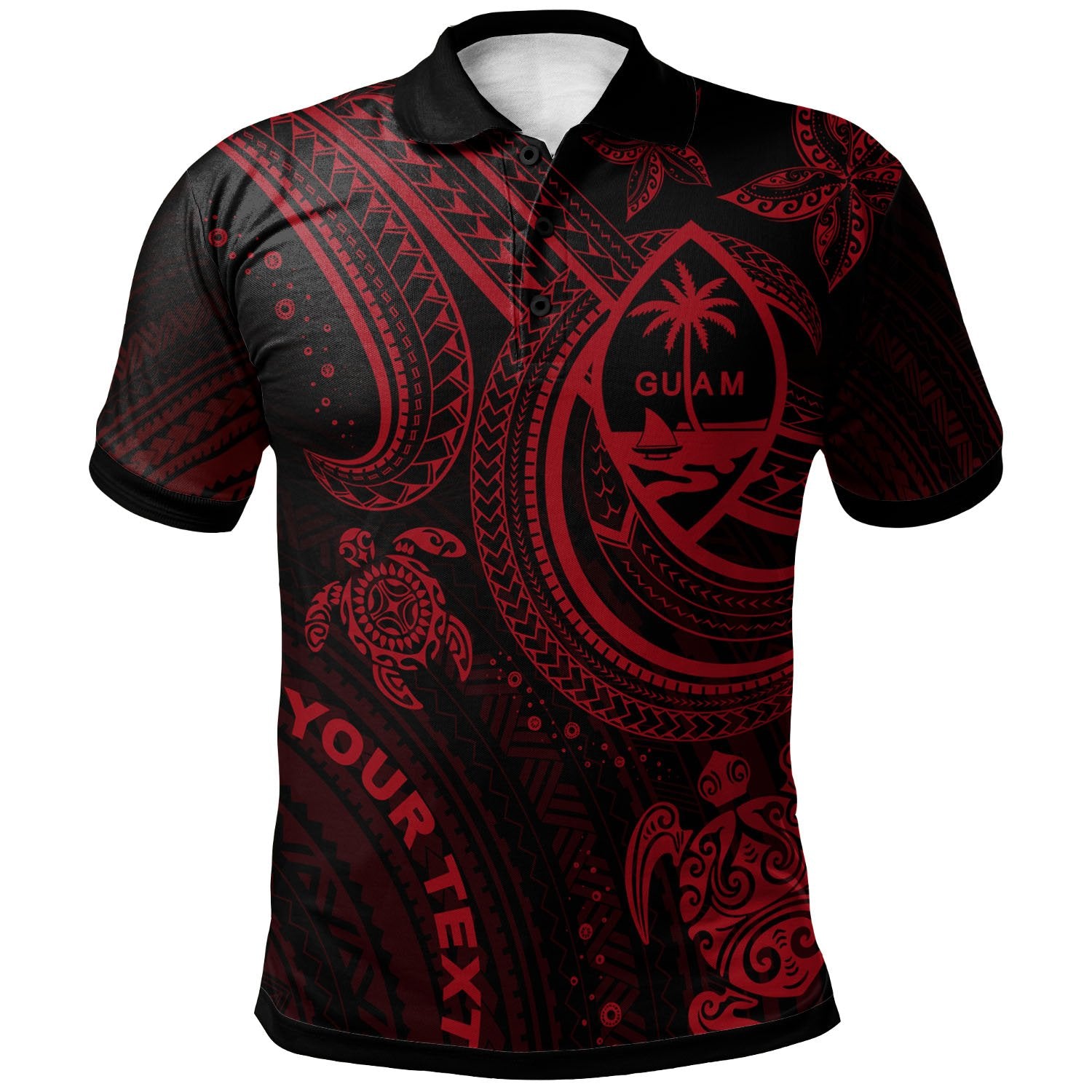 Guam Custom Polo Shirt Red Turtle Unisex Red - Polynesian Pride