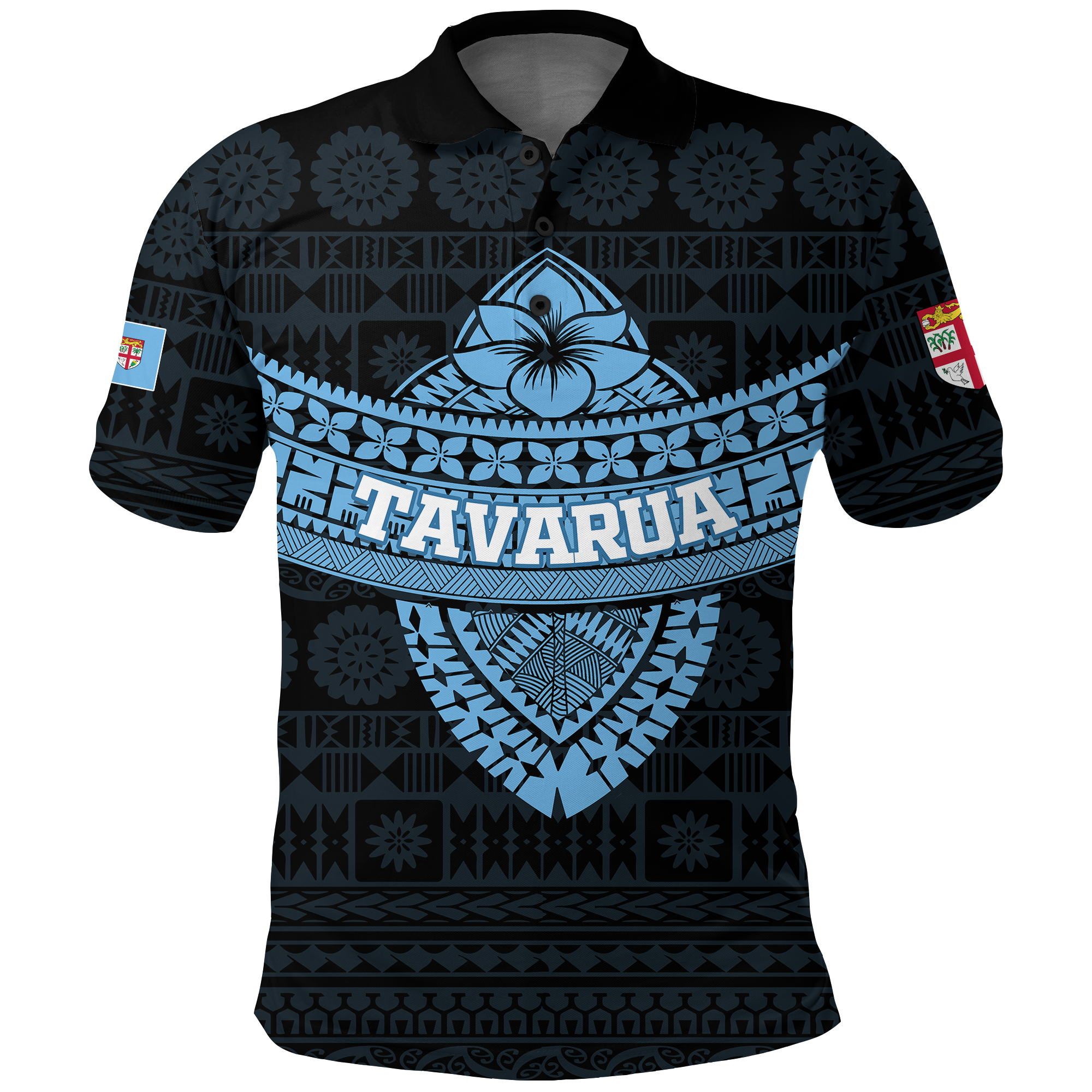 Custom Tavarua Fiji Tapa Tribal Polo Shirt LT12 Unisex Blue - Polynesian Pride