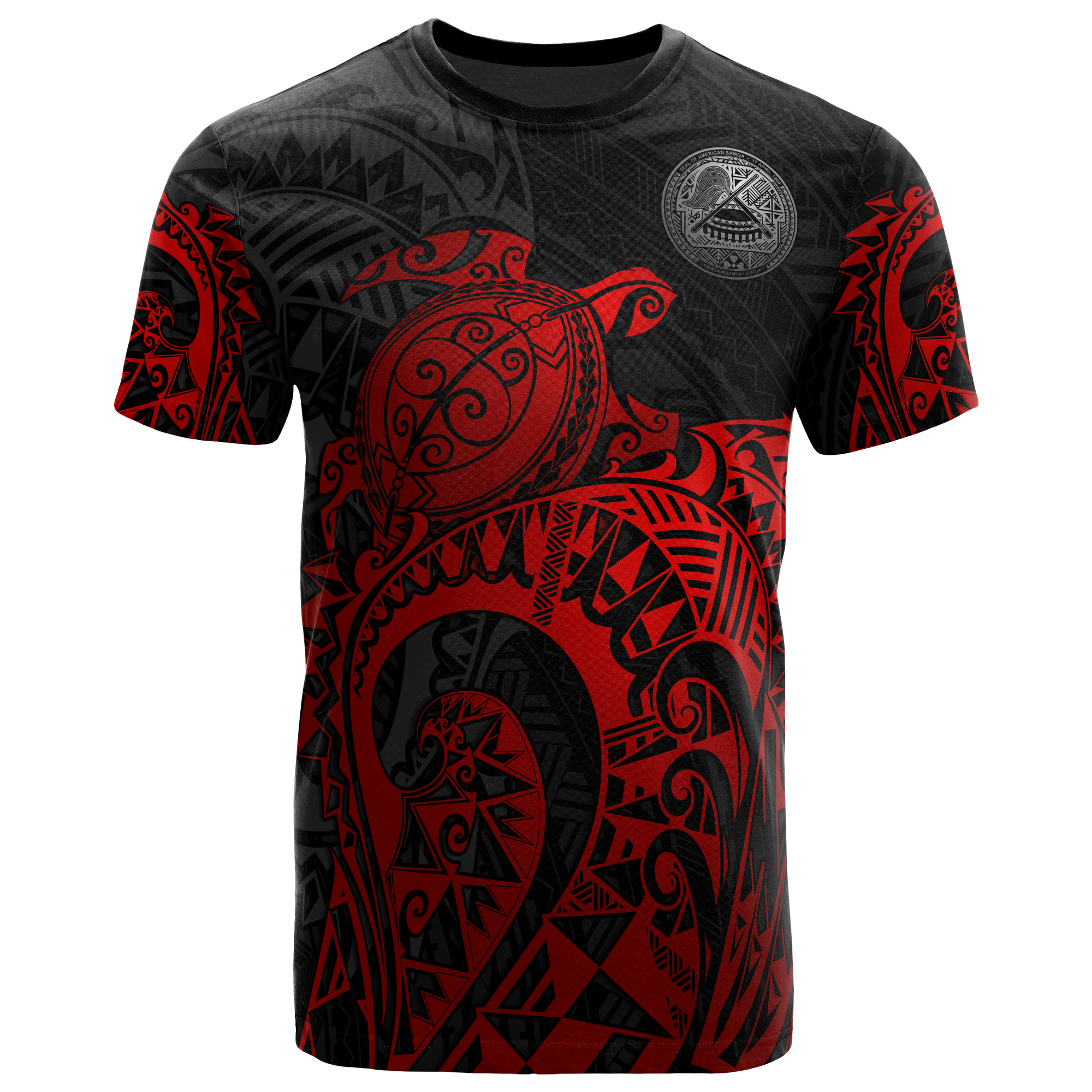 American Samoa Polynesian T Shirt American Samoa Seal Polynesian Red Turtle Tattoo Unisex Red - Polynesian Pride