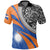 Marshall Islands Polynesian Polo Shirt Floral Pattern Unisex BLUE ORANGE - Polynesian Pride