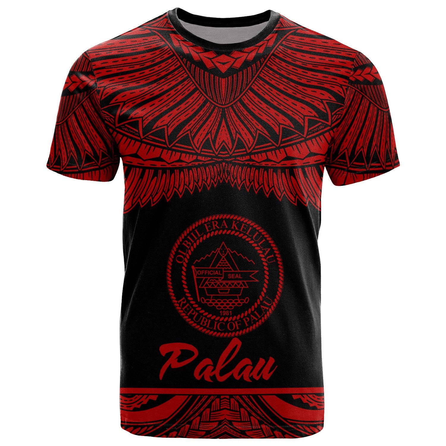 Palau Polynesian T Shirt Palau Pride Red Version Unisex Red - Polynesian Pride