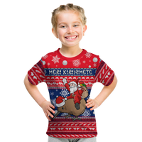 New Zealand Maori Meri Kirihimete T Shirt LT2 Kid RED - Polynesian Pride