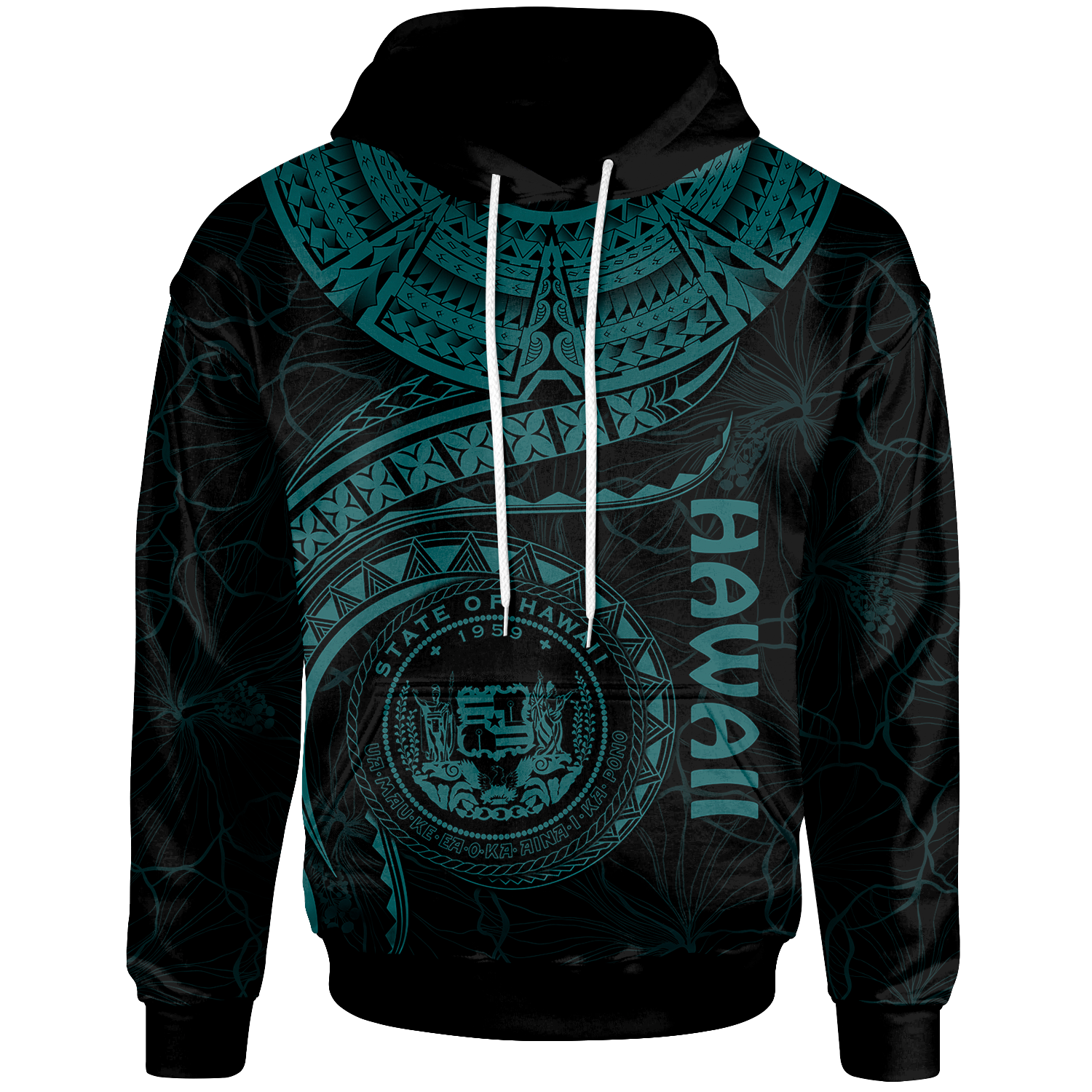 Polynesian Hawaii Hoodiean Waves (Turquoise) Unisex Turquoise - Polynesian Pride