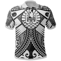Tahiti Polo Shirt White Seal with Polynesian Tattoo Unisex White - Polynesian Pride