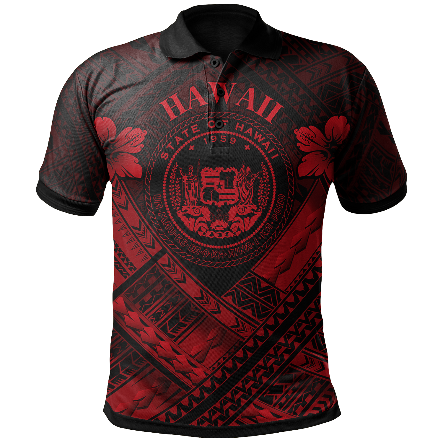 Hawaii Polo Shirt Red Seal Polynesian Patterns Unisex Red - Polynesian Pride