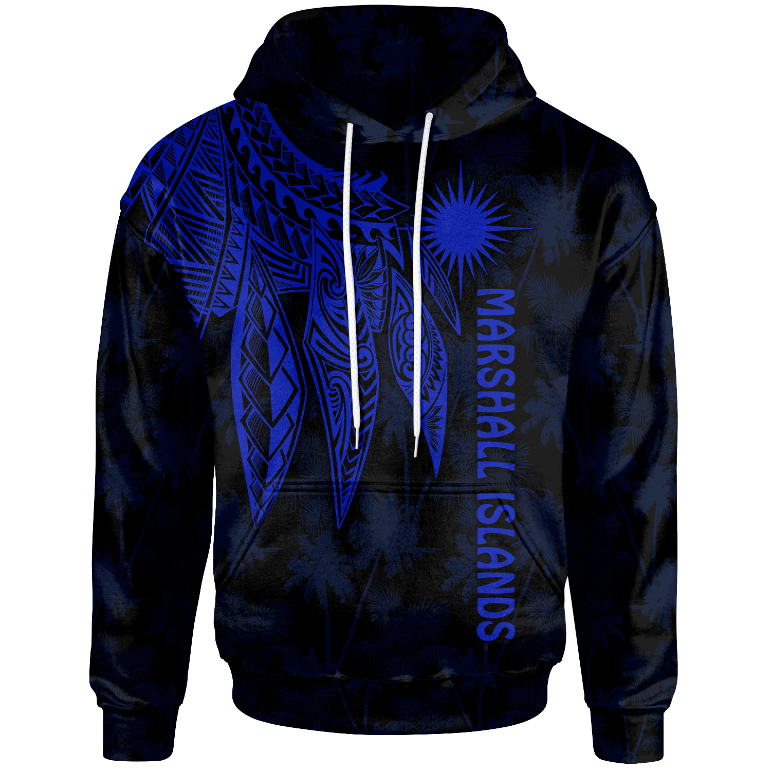 Marshall Islands Hoodie Polynesian Wings (Blue) Unisex Blue - Polynesian Pride