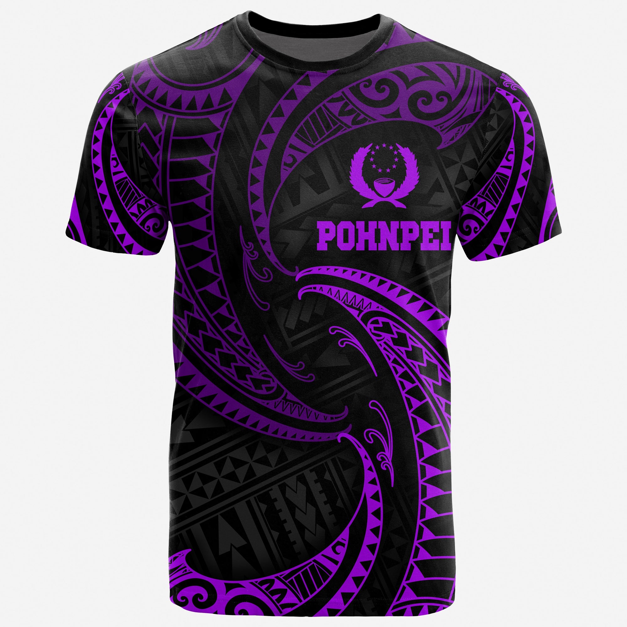 Pohnpei Micronesia T Shirt Purple Tribal Wave Unisex Purple - Polynesian Pride