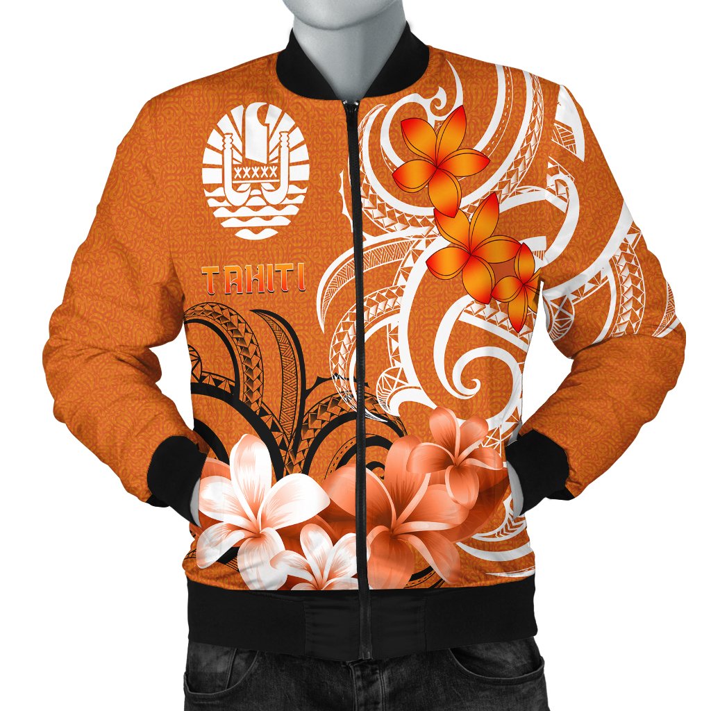 Tahiti Men's Bomber Jacket - Tahitians Spirit Orange - Polynesian Pride