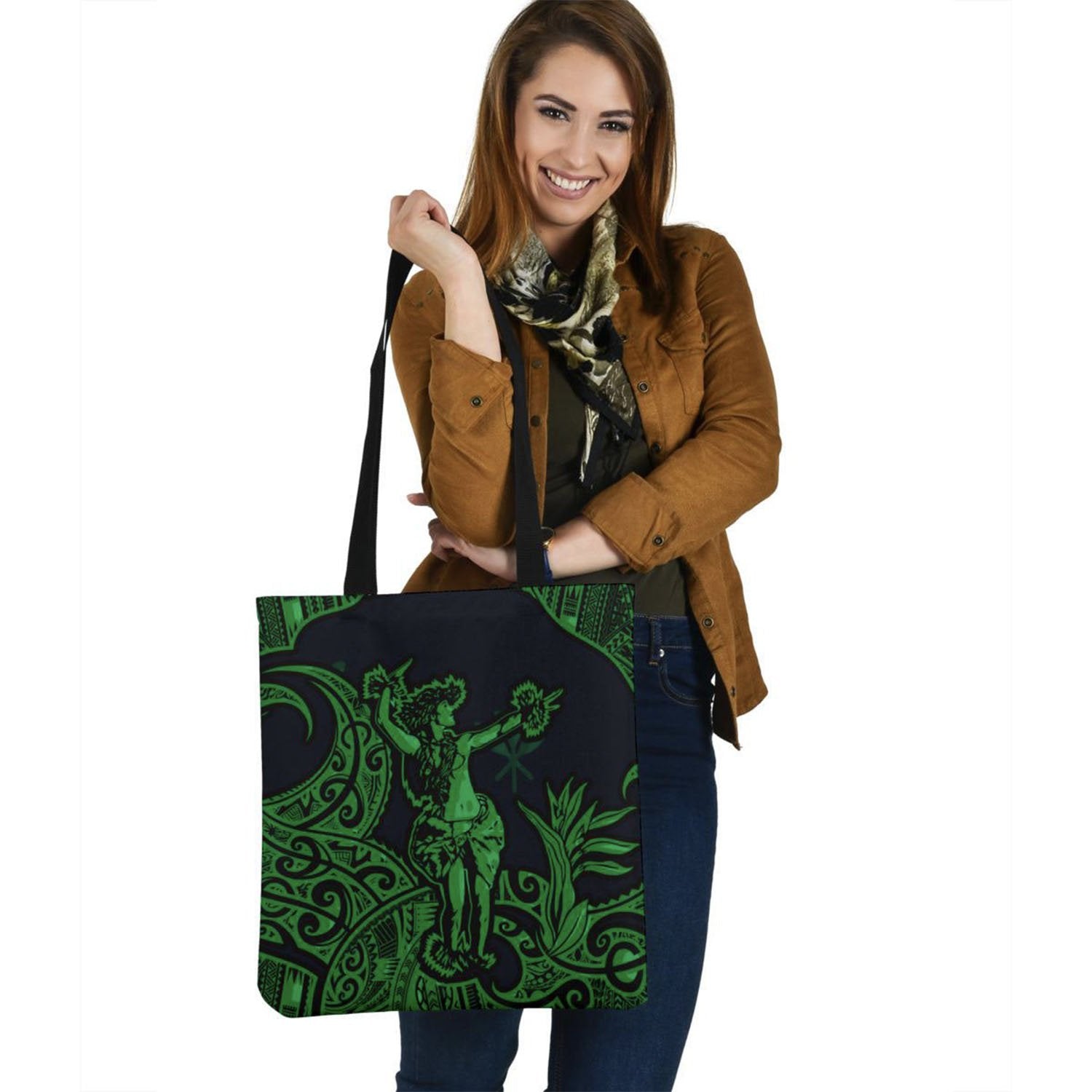 Polynesian Hawaii Tote Bags - Hula Girl Green Tote Bag One Size Green - Polynesian Pride