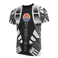 Tahiti T Shirt Tahiti FLag Polynesian Tattoo Style Unisex Black - Polynesian Pride