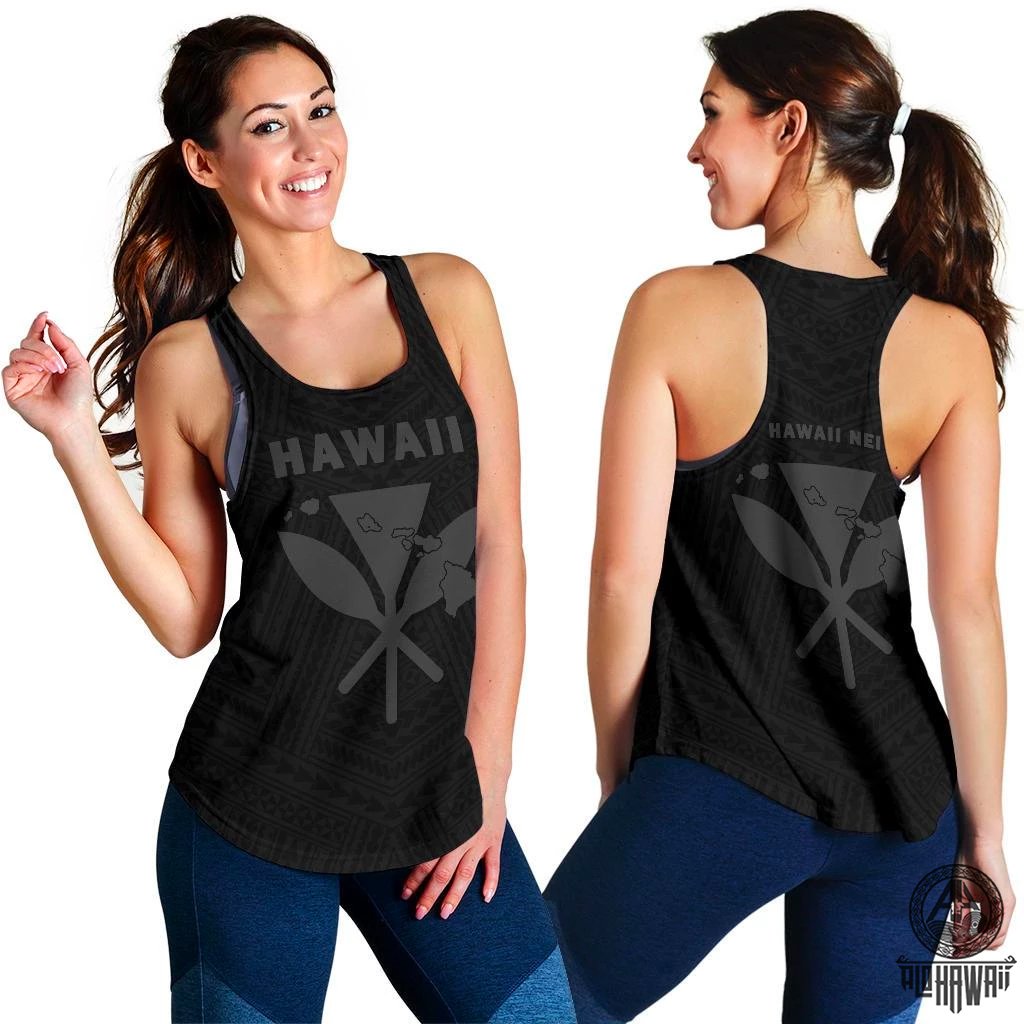 Hawaii Kanaka Polynesian Women's Racerback Tank Grey Grey - Polynesian Pride