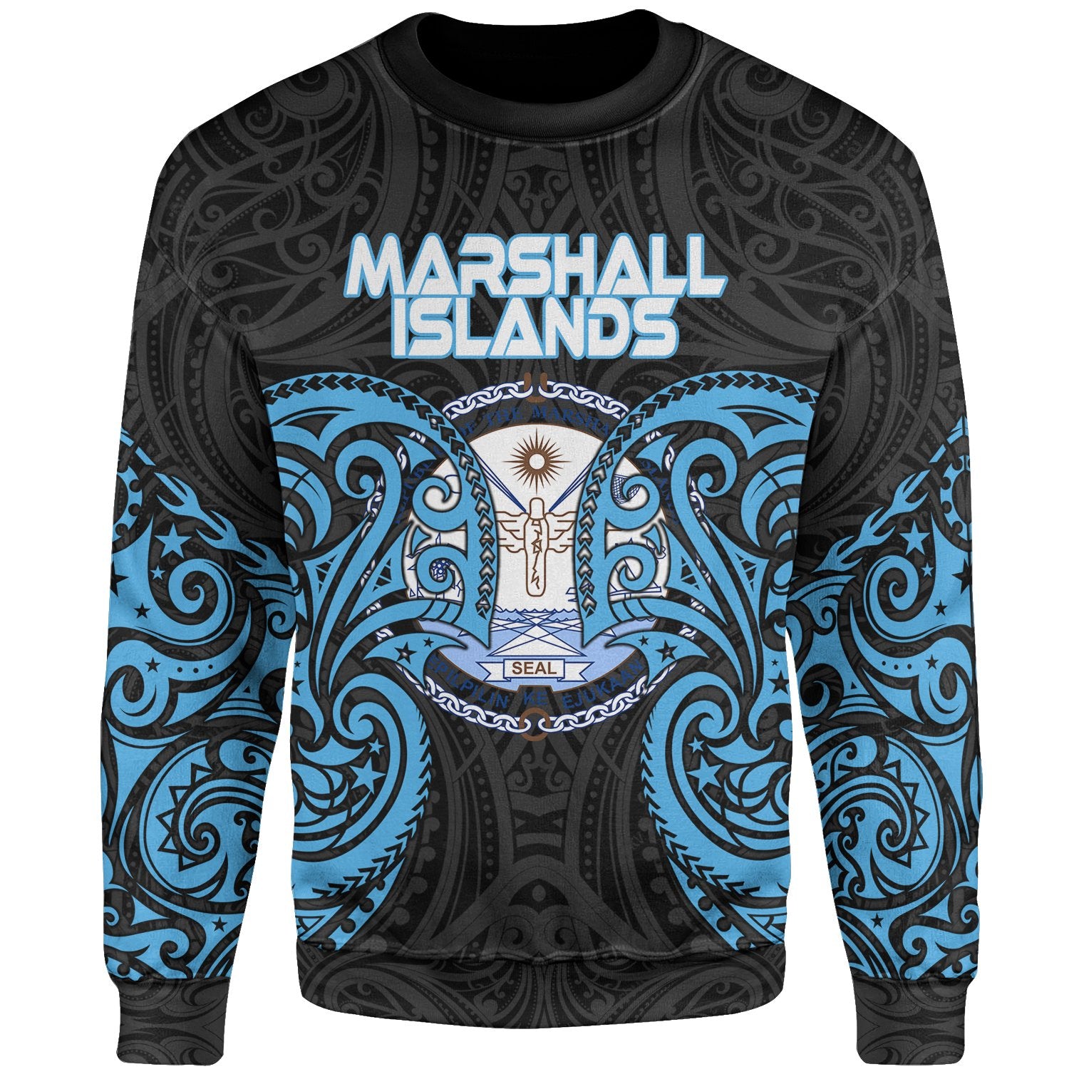 Marshall Islands Polynesian Sweater - Spirit Style Blue Unisex Blue - Polynesian Pride