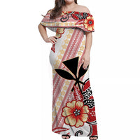 Hawaii Matching Dress and Hawaiian Shirt Kakau Tribal Red Batik Floral Ver.02 LT13 - Polynesian Pride